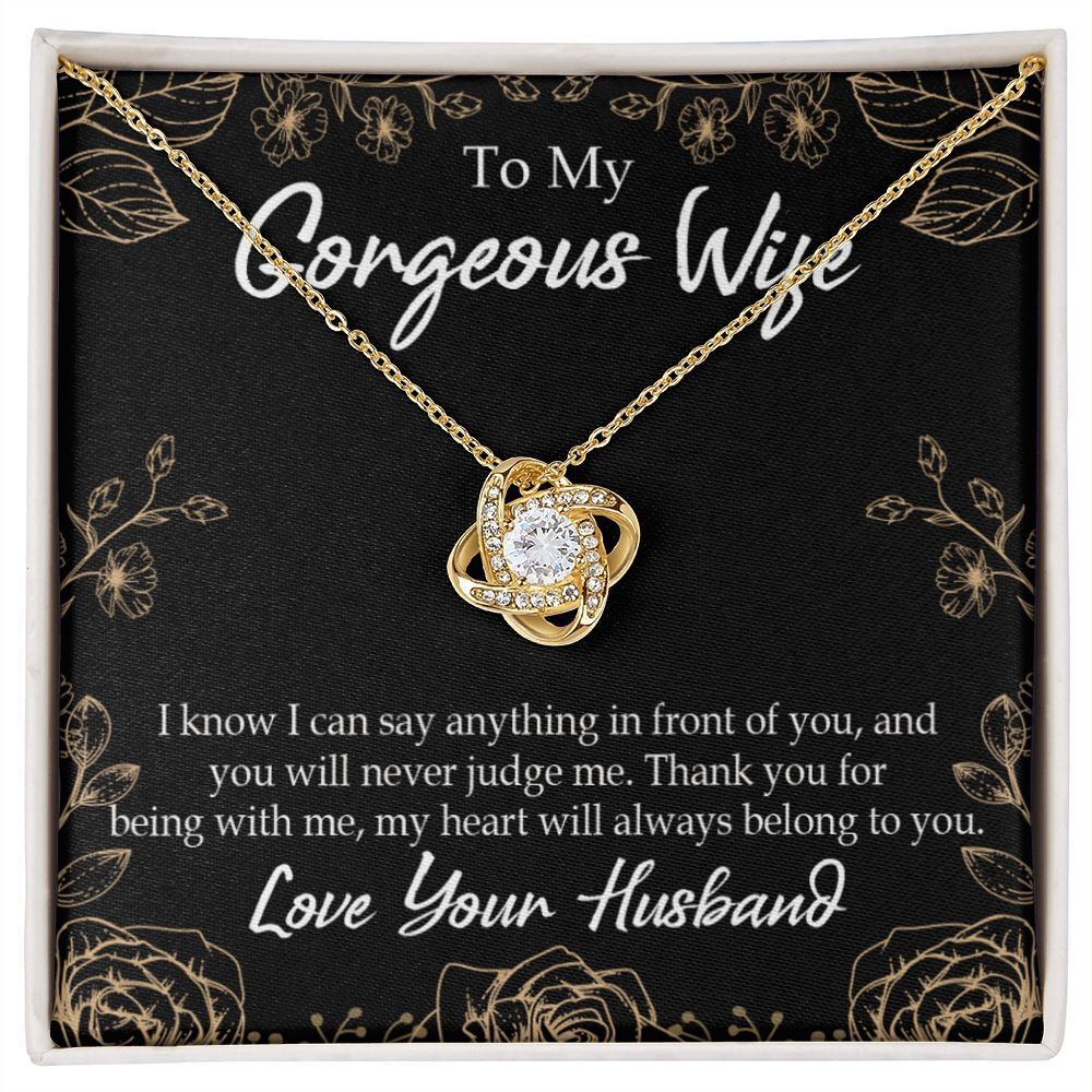 Wife Thank You For Loving Me Infinity Knot Cz Necklace Gold Tone Standard Box
